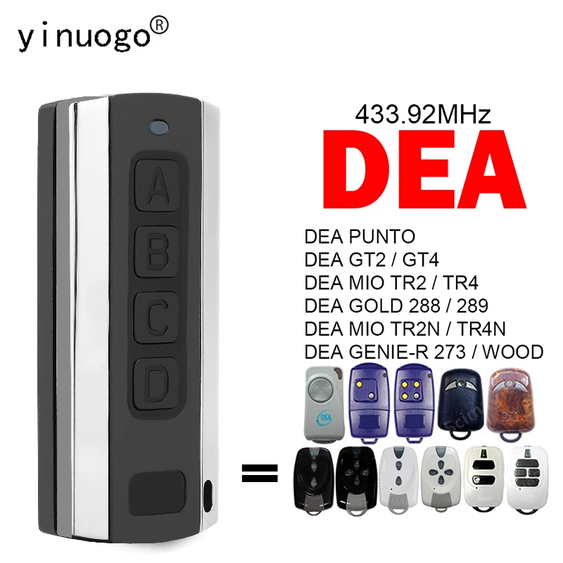 

Compatible DEA GTI2 GTI4 MIO TR2 TR4 TR2N TR4N GELD 288 289 GENIE-R 273 Garage Door Remote Control 433MHz Garage Gate Opener