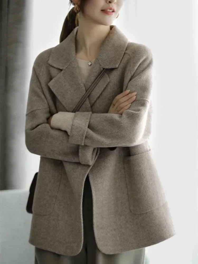 Thickening Elegant Jackets for Women Coats for Women Autumn Fashion New Coat Woman Winter 2026 Herringbone Woolen Overcoat