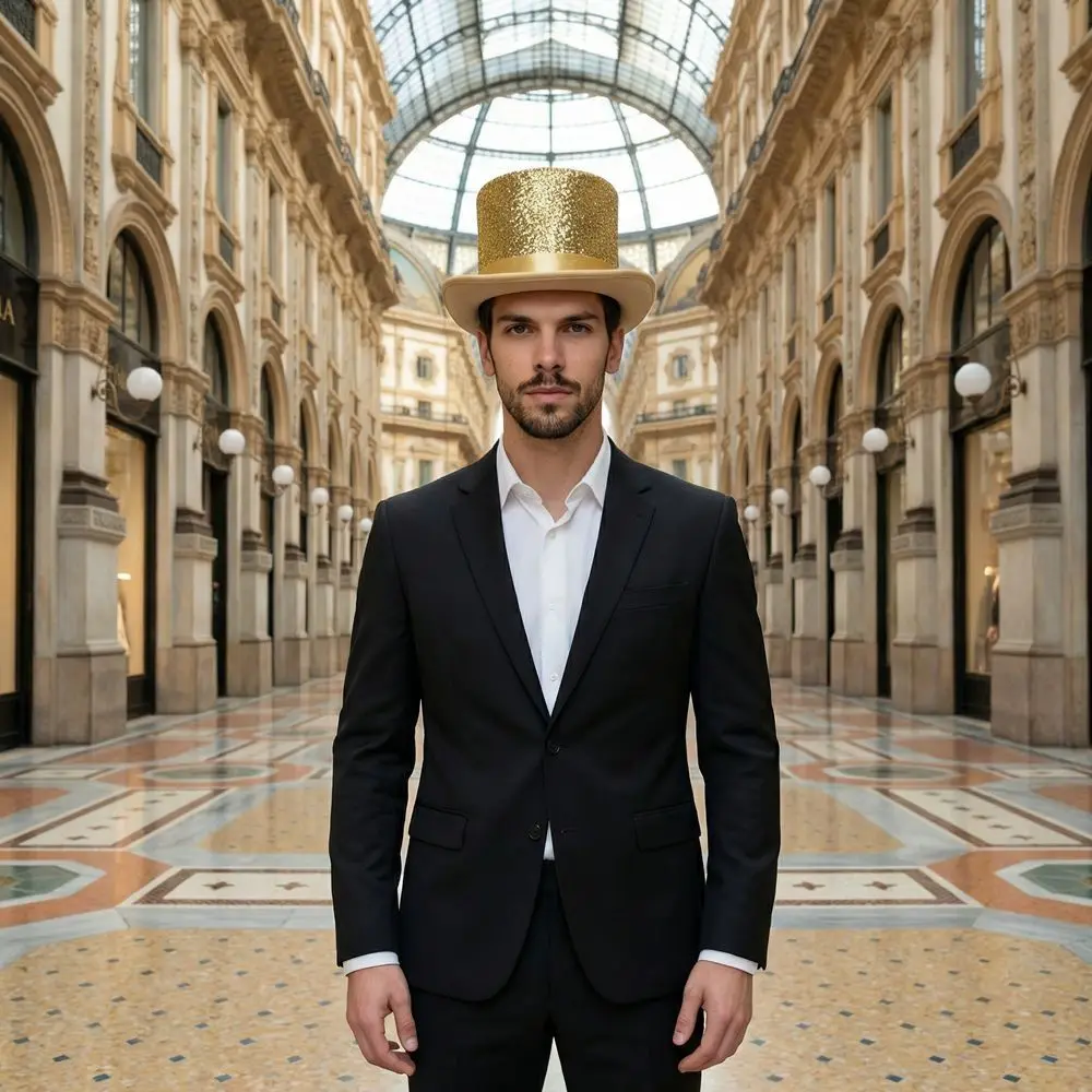 Retro Glitter Top Hat British Style Multicolor Glittering Magician Hat Polyester Durable Lightweight Bowler Jazz Hat Carnivals