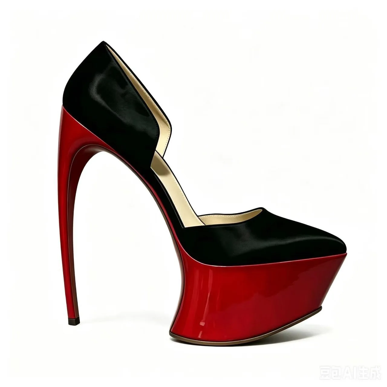 2026 Spring/Summer New Women's Black Satin Red Patent Patchwork High Heels Platform Stiletto Pointed Toe Runway Sexy Pumps