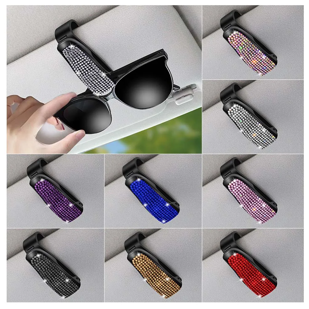 

Портативный автомобильный зажим для очков с бриллиантовой отделкой, зажим для автомобильных билетов и карт, многофункциональный автомобильный зажим с кристаллами, декоративные аксессуары