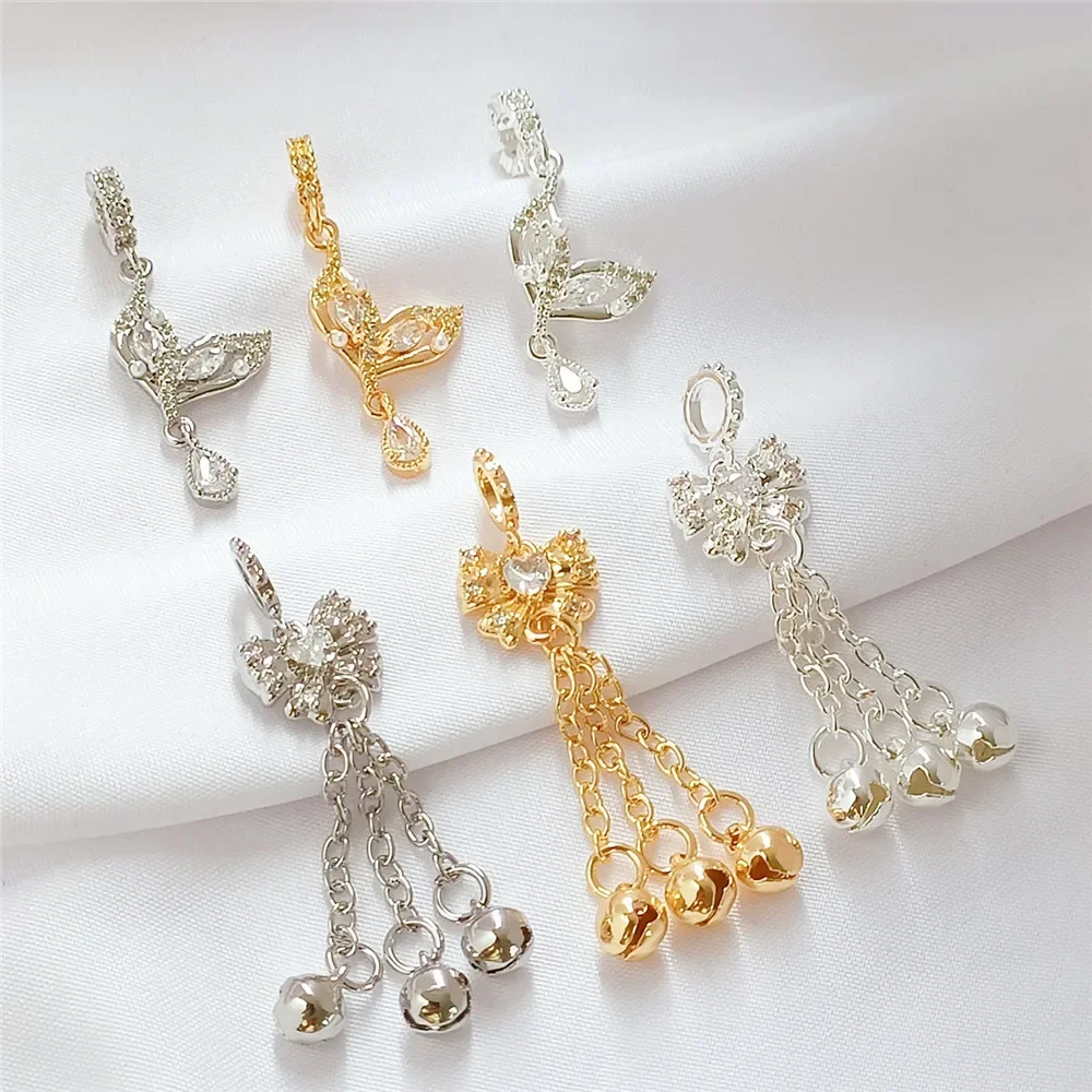 

Copper Plated with 14K Gold and Set with Zirconium Butterfly Fish Tail Pendant Tassels, Diy Handmade Bracelet Necklace Accessory