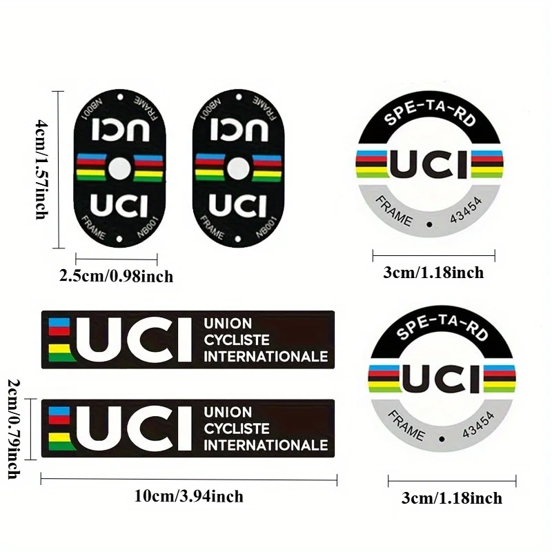 6Pcs/sheet UCI Road Bicycle Sticker Valve Ring Sticker/Bicycle Sticker Waterproof Sunscreen Resistant Bicycle Decoration Sticker