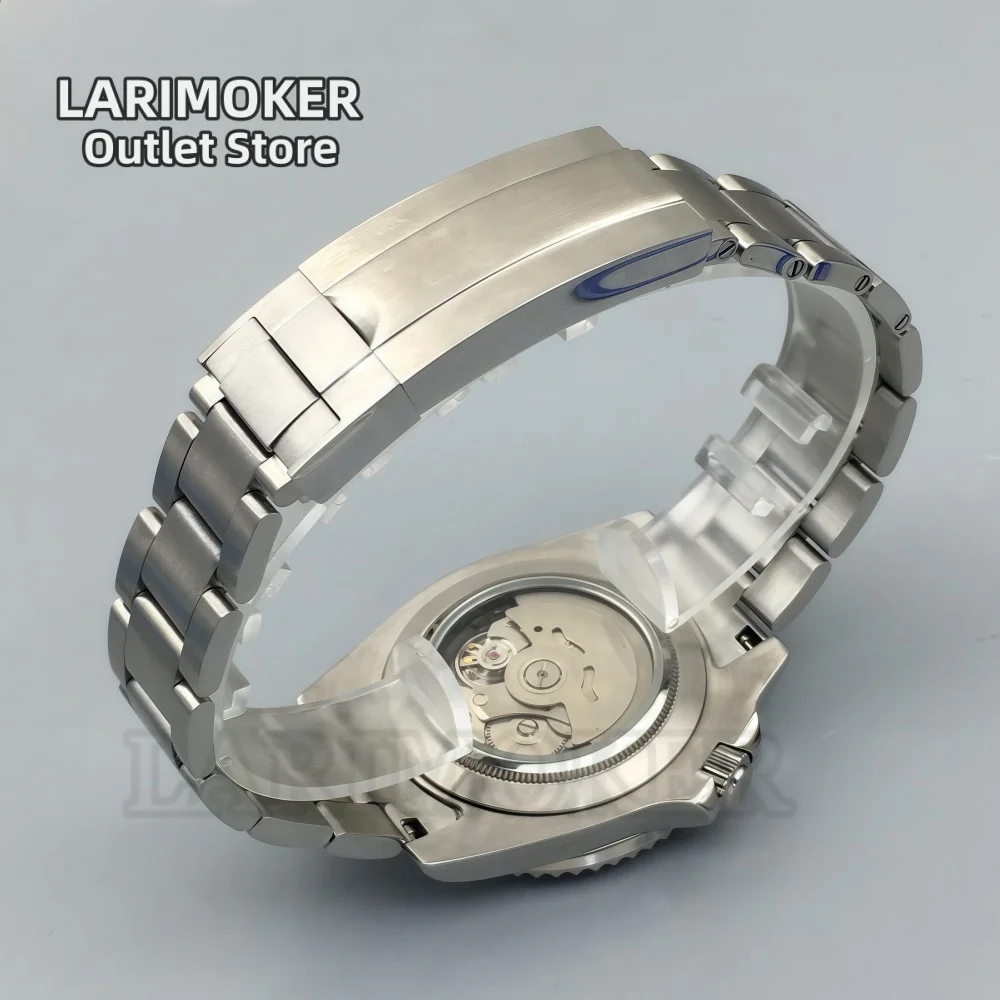 LARIMOKER 40.5MM GMT NH34 Orologio meccanico automatico da uomo Quadrante verde Data Cupola luminosa verde Orologio subacqueo in vetro zaffiro