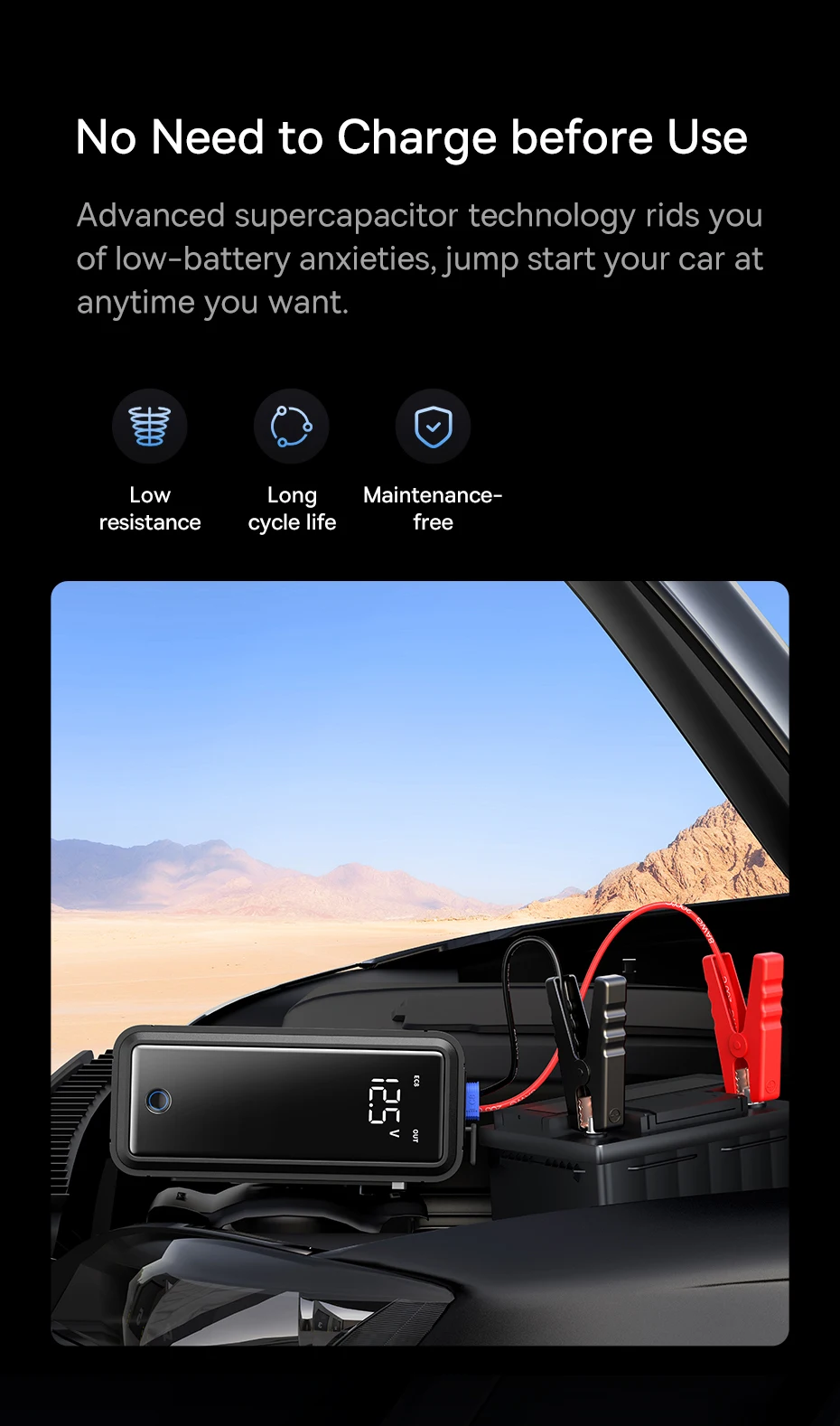 Baseus Super Capacitor Auto Starthilfe 3000A Auto Booster Gerät Ladegerät Batterie weniger Tragbare Auto Start für Notfall Gerät – Detail 7