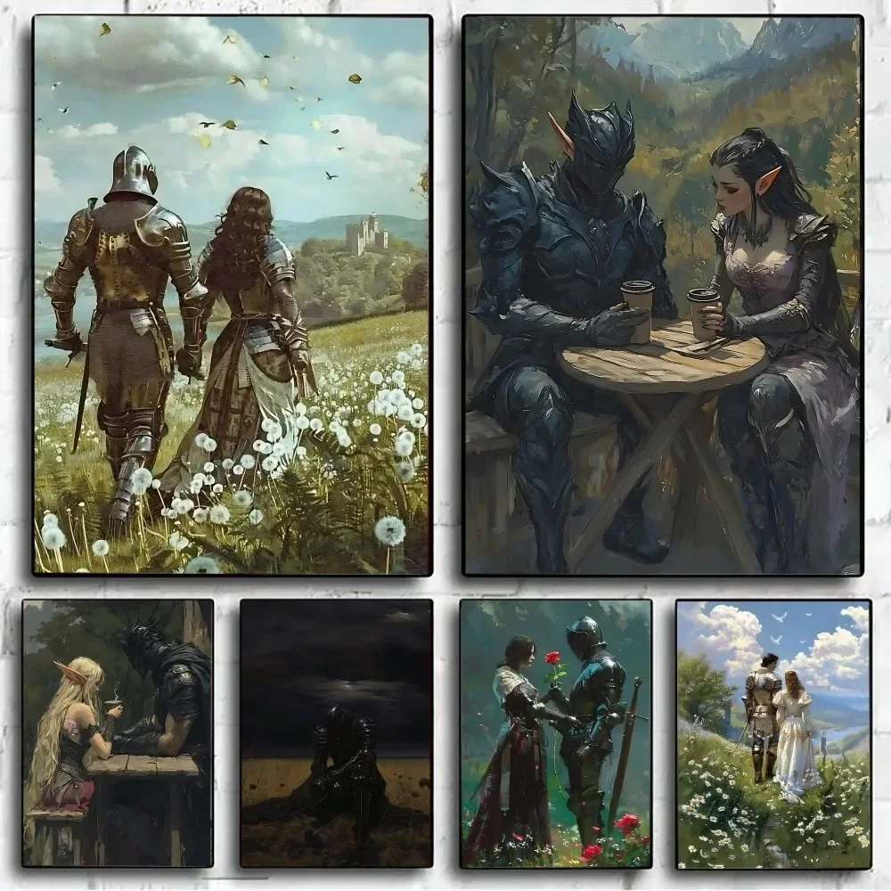 Póster de caballero sin marco, papel Kraft para Bar y Club, póster Vintage, arte de pared, pintura, pegatinas de estudio para dormitorio