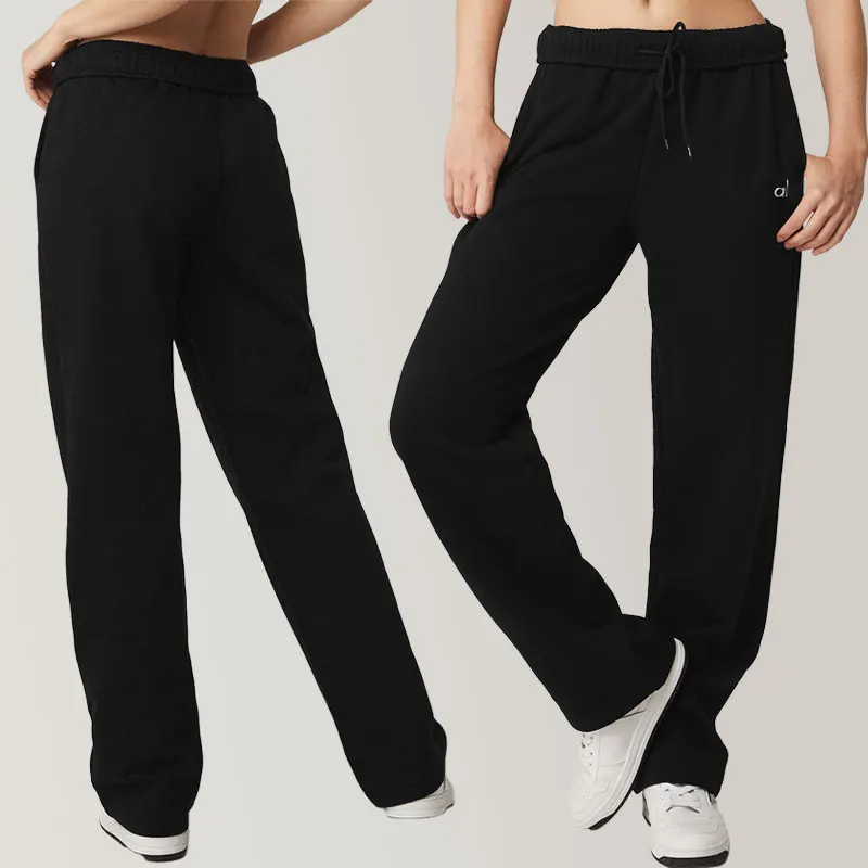 LO Pantalones de chándal sueltos para mujer Pierna recta Pierna ancha Yoga Honor Pantalones de chándal de pierna recta Pantalones de chándal casuales al aire libre Pantalones de mujer