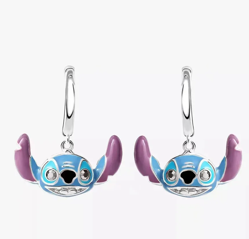 Disney Cartoon Lilo & Stitc Earrings Cute Personalized Ear Studs Kawaii Gift for Girls Metal Delicat  Anime Jewelry Accessories