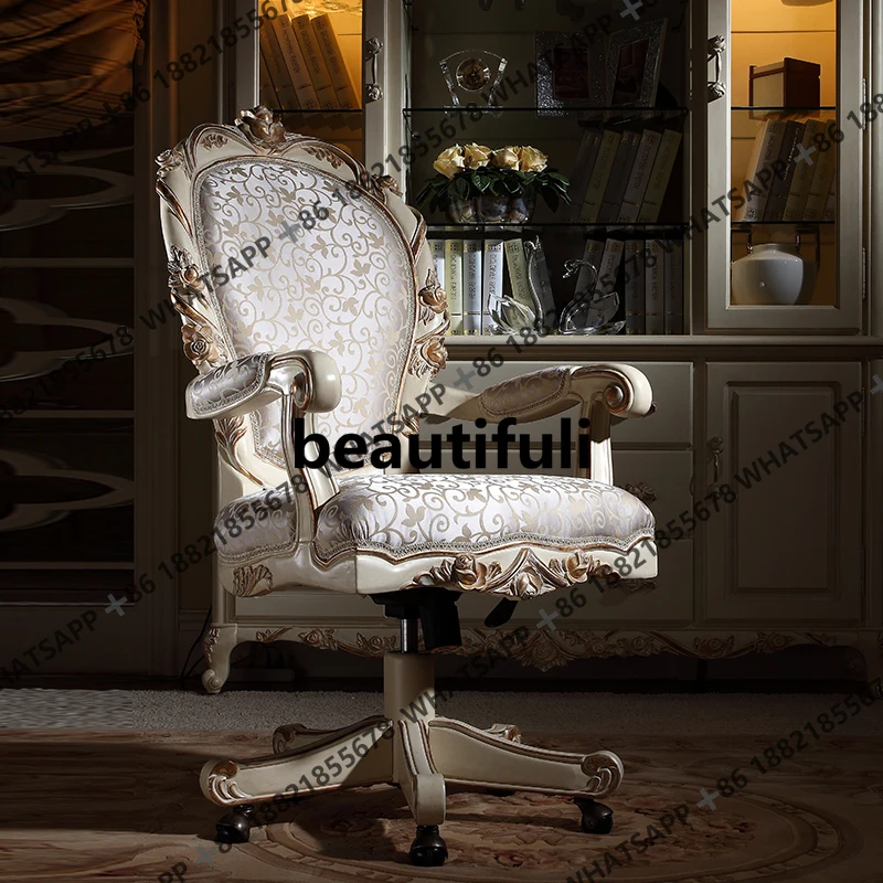 

European solid wood boss swivel chair household fabric leisure office chair large class chair villa furniture