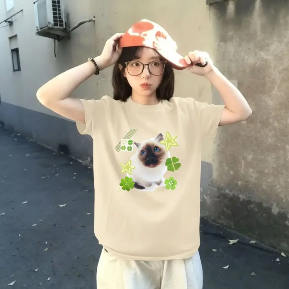 Lucky Clover Star Print Cheap Feminine  Clothes Vintage Tops Casual Cute Harajuku Y2k Women's Clothing with Many Korean Reviews