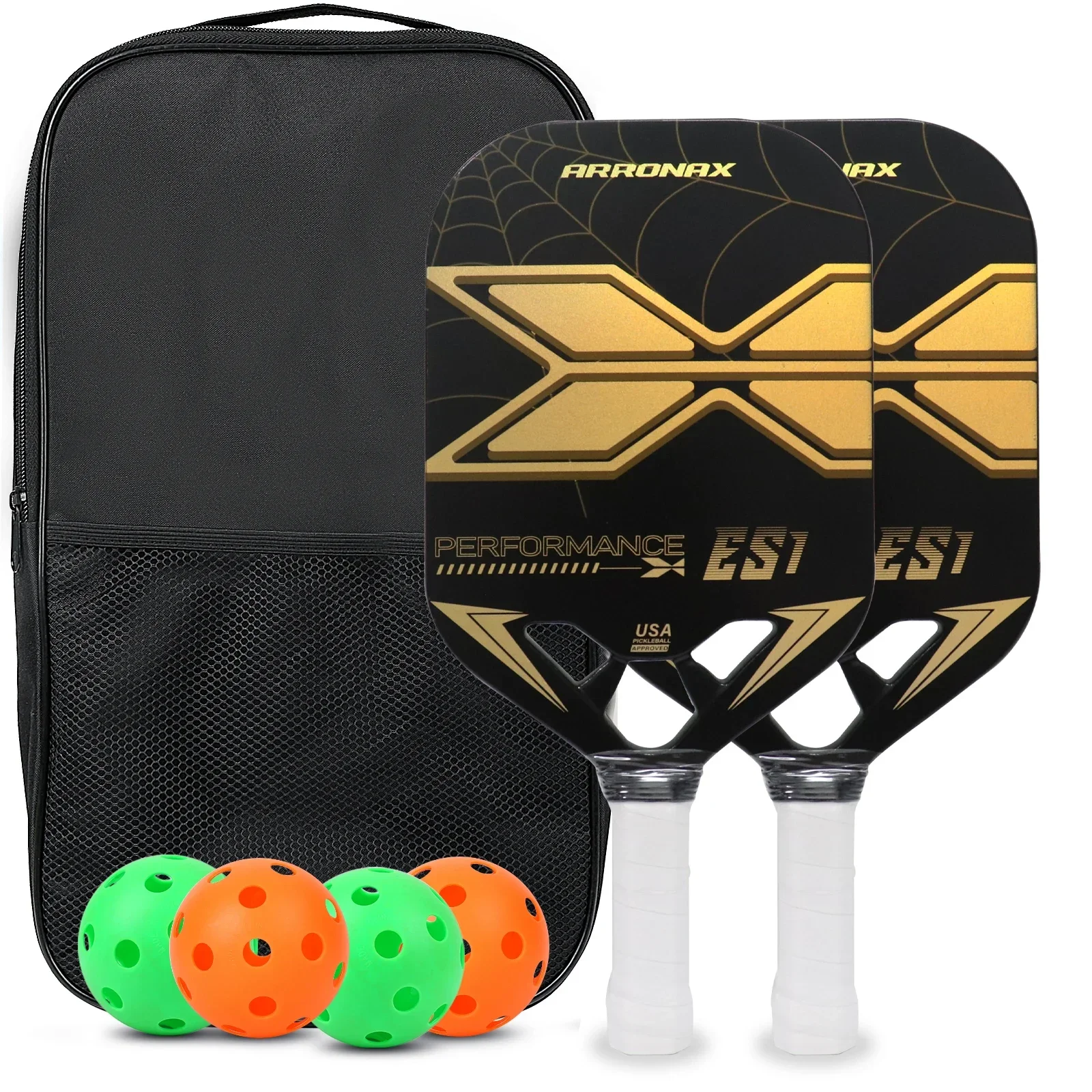 Carbon Fiber Pickleball Paddle Rackets, Max Spin, Aero Guard Edge, 13mm Core, Midweight 8.8oz.