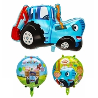 Foil Ballon Cars Happy Birthday Farm Decoration Balloons Baby Shower Globos Party Accessories Children Giant Figure Blue Tractor