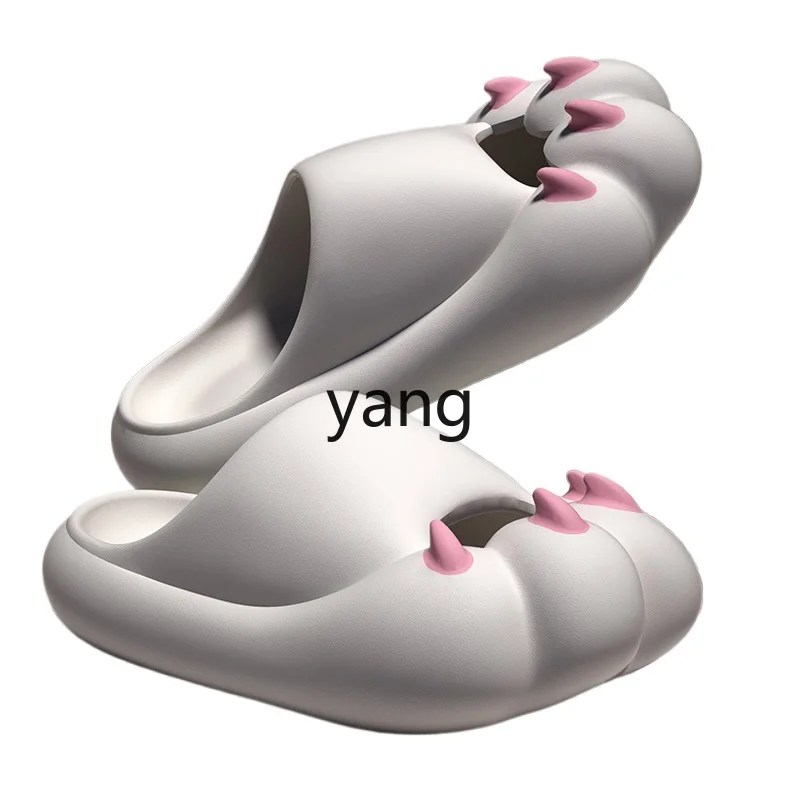 

LMM cute cat claw parent-child cool slippers summer outer wear thick bottom couple funny indoor
