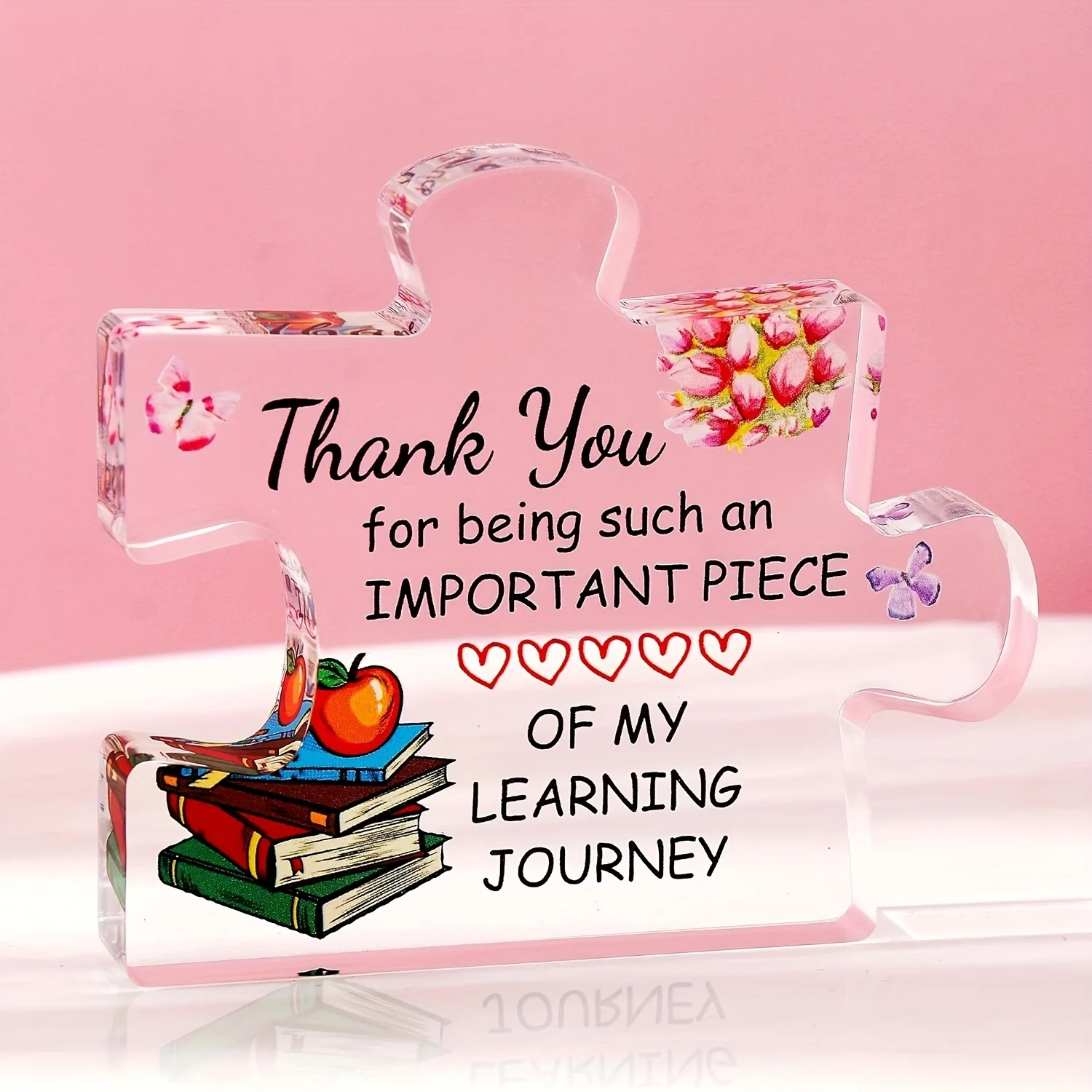 Teacher Appreciation Gifts for Women, Men - Thank You Paperweight Acrylic Block Puzzle Heartwarming Teacher Gift - Cute Student