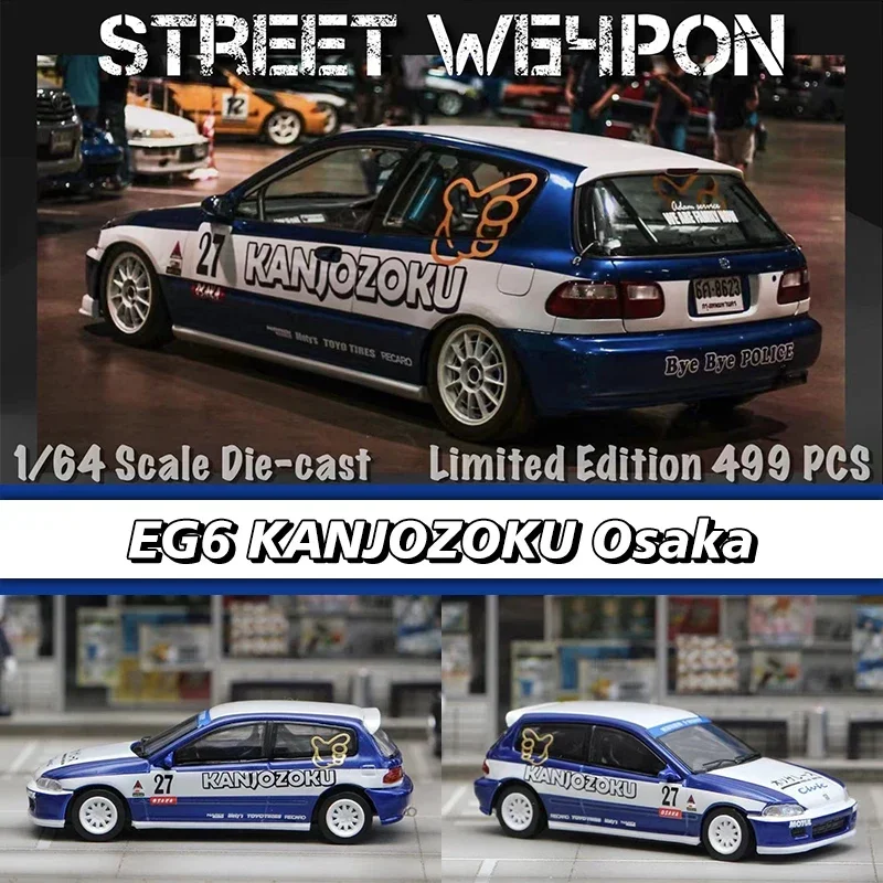 

Street Weapon 1:64 EG6 TYPE R Kanjozoku Osaka JDM Racing Diecast Diorama Car Model Collection Miniature Toys