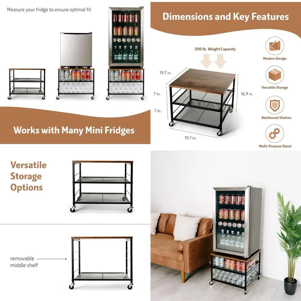 

Прочная подставка для мини-холодильников, органайзер для кухни и многофункциональная тележка
