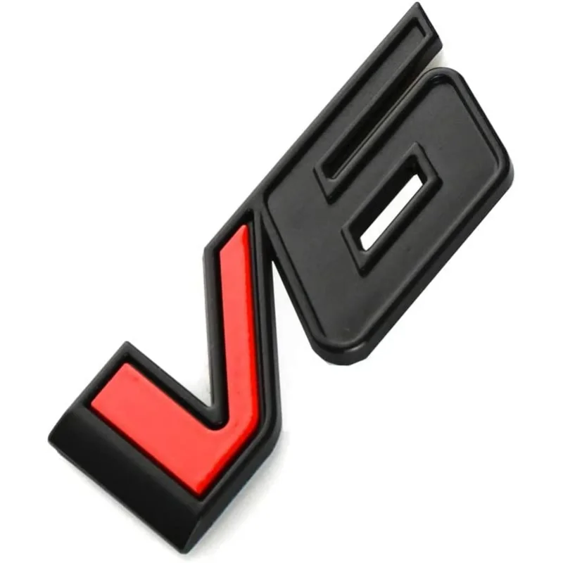 1pcs V6 Emblem 3D Badge Truck Nameplate Sticker Decal Replacement for 17-21 Colorado (Black/Red)