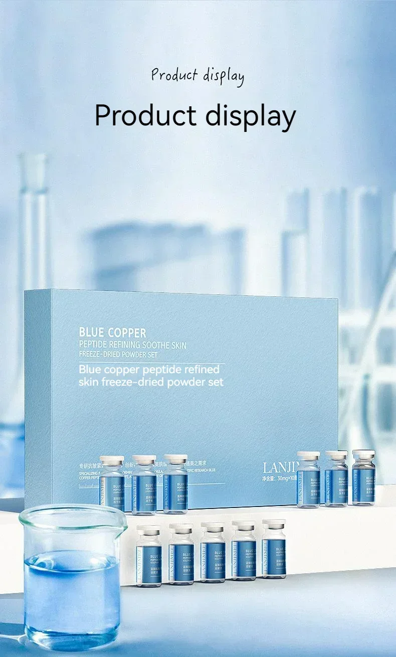20pcs Blue Copper Peptide Freeze-Dried Powder Set Oligopeptide Anti Wrinkle Essence Shrink Pores Acne Treatment Skincare Serum