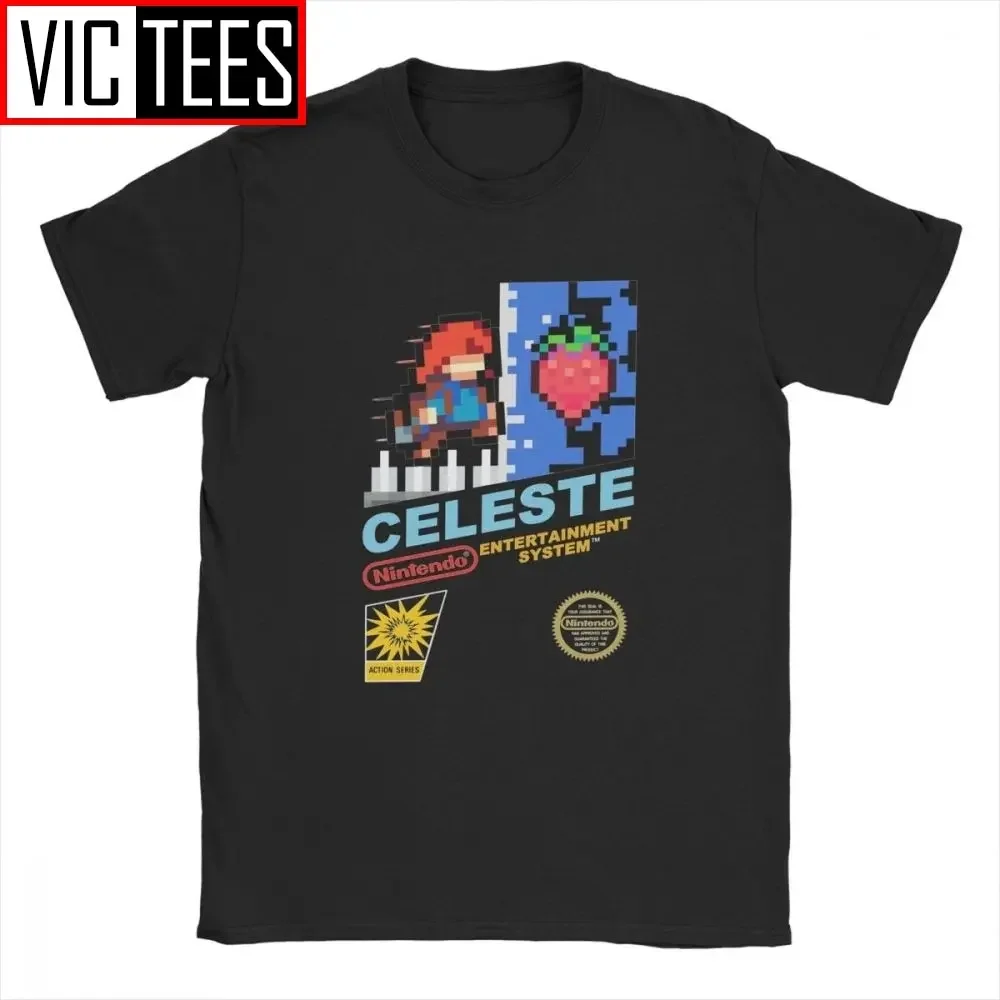 

Men's Celeste NES Cover Light Blue T-Shirt for Men Vintage Cotton Tee Shirt Round Collar T Shirt Clothes