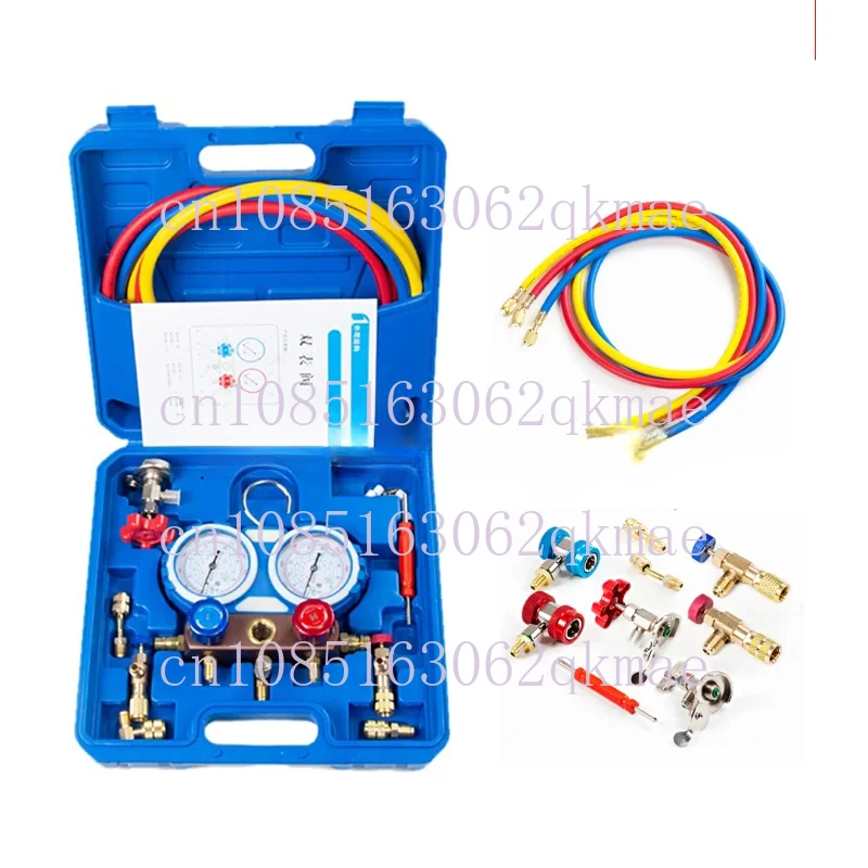 Pressure Gauge Refrigerant Double Gauge Valve Car Air Conditioner Fluoride Tool Set Hand Kit Car Air Conditioner