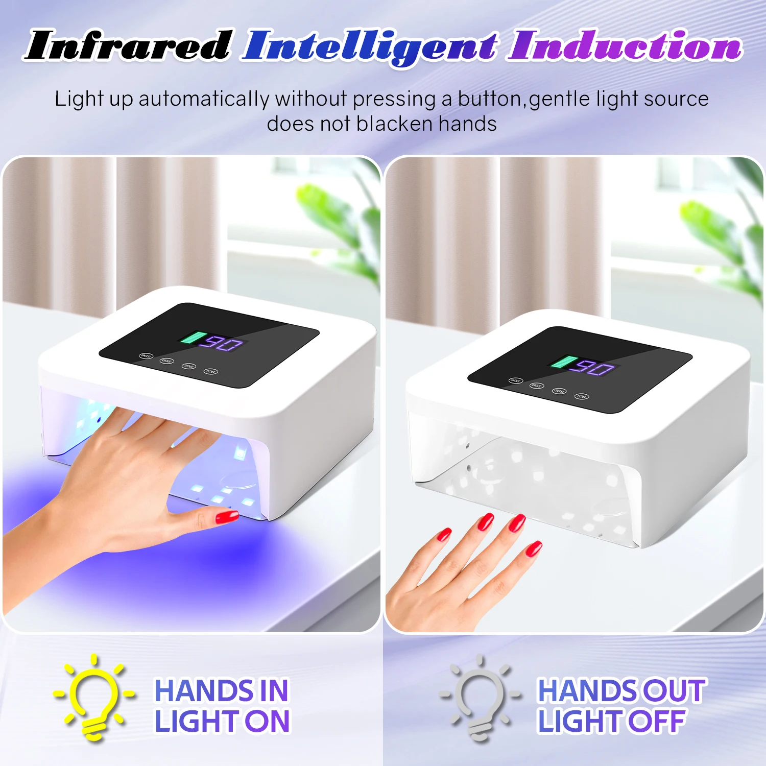 Lámpara de uñas profesional de 33W, recargable, 39LEDS, UV, lámpara de secado de uñas, lámpara de manicura inalámbrica con 4 ajustes de temporizador, Sensor inteligente