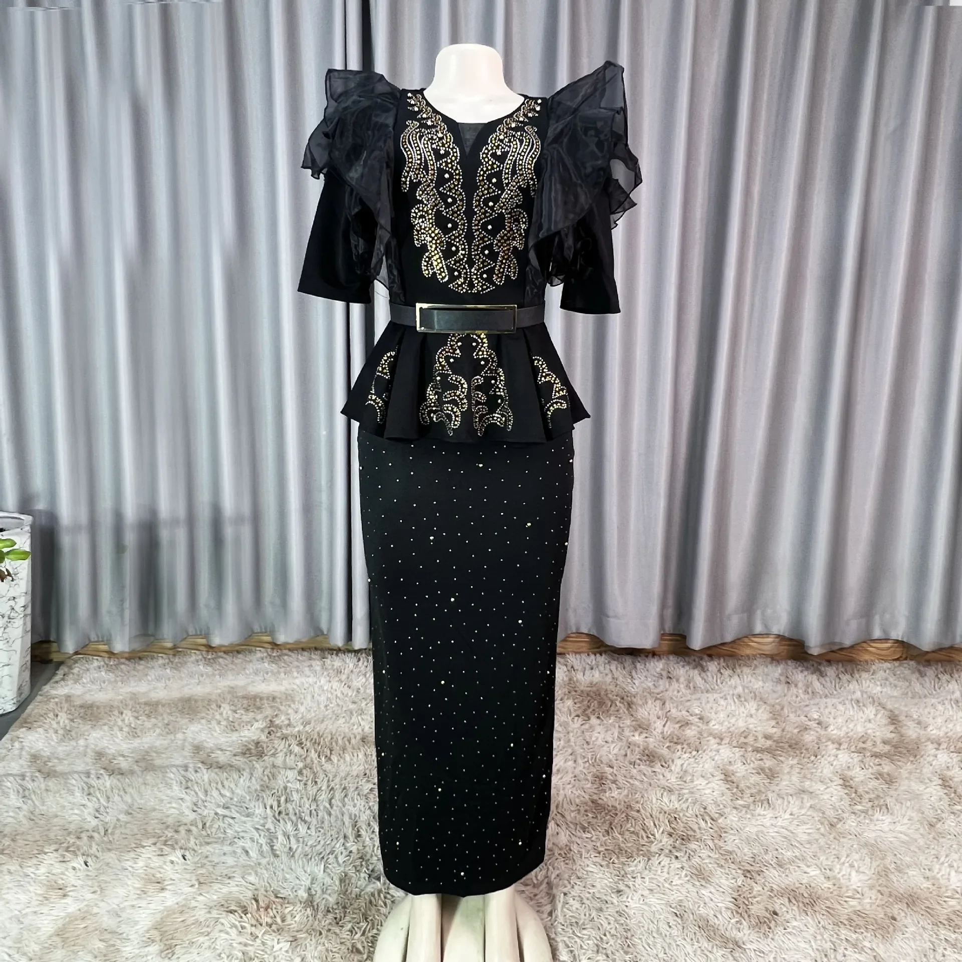 

Africa Dress for Women for Evening Party Elegant African Short Sleeve V-neck Bodycon Dress Dashiki African Clothes Women Gowns