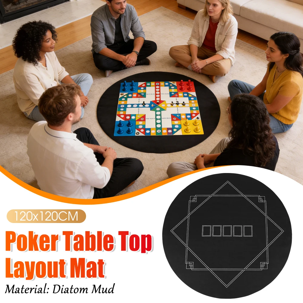 

120x120cm Folding Poker Table Topper Water-Repellent Portable Rubber Poker Mat with Rubber Grip Matting for Gaming Everywhere