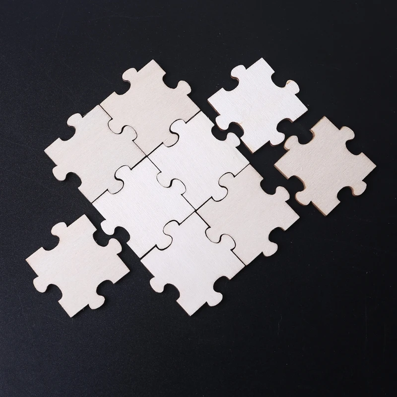 367A 100 Pcs/Set Unfinished Wooden Jigsaw Freeform Blank Puzzles Pieces for DIY Art Crafts Card Making Decor