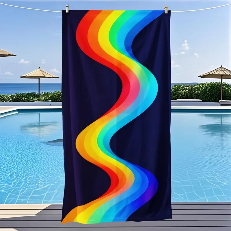 Pastel Rainbow Striped Beach Towel Vibrant Multicolor Sand Free Super Blanket for Summer Pool Camping Daily