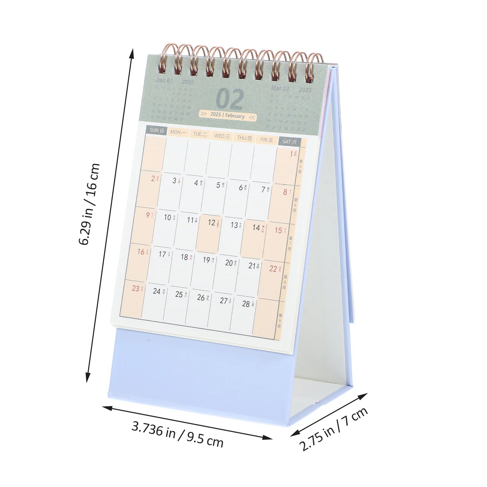 Calendario de escritorio 2025 Decoración decorativa de pie Mes de estilo chino Oficina 2024