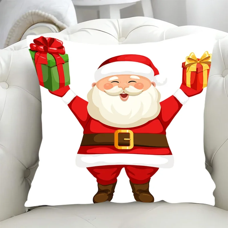 ปลอกหมอนลายการ์ตูนซานตาคลอส ปลอกหมอนอิงตกแต่งสำหรับโซฟา ขนาด 40x40, 45x45 ซม. ของตกแต่งฤดูใบไม้ร่วง