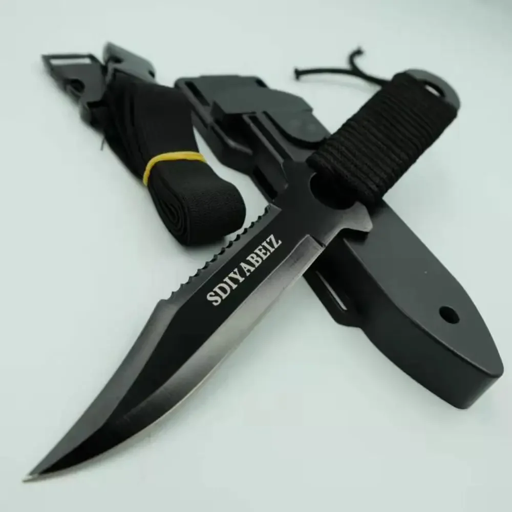 

Tactical Fixed Blade 7CR14Mov Blade Steel Handle Straight Knives Camping Knife Pocket Survival Hunting Knife With Plastic Sheath