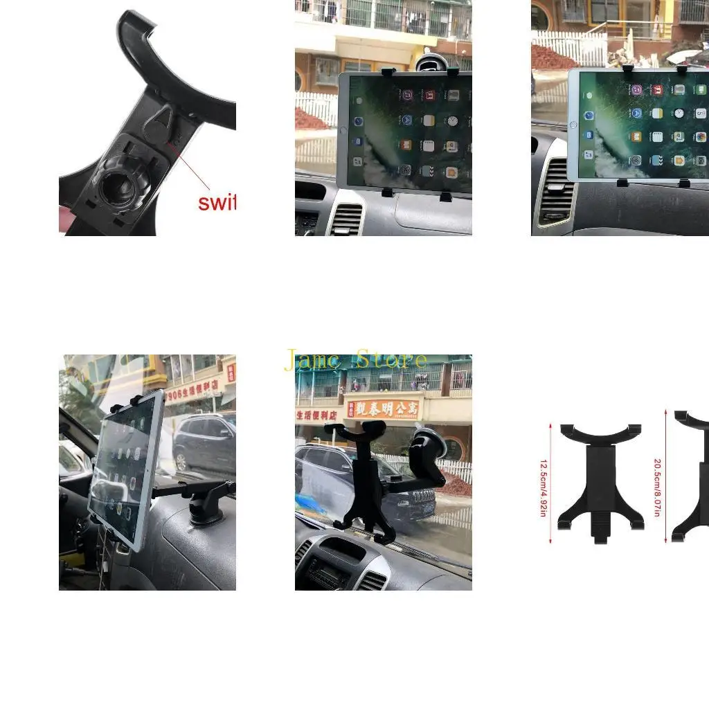 

LX0B Universal Car Phone Holder Adjustable Windshield Dashboard Mount Stand for7-11''