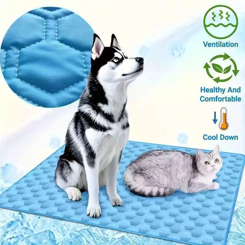 Pet Ice Mat Cooling Bed Summer Cool Pad Dogs Cats Breathable Waterproof Indoor Outdoor Sleeping Cushion No Sweat Chill Rest
