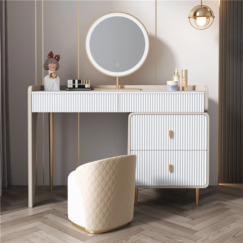 

Italian light luxury rock slab dresser creative modern Internet celebrity small apartment advanced makeup table makeup table sol