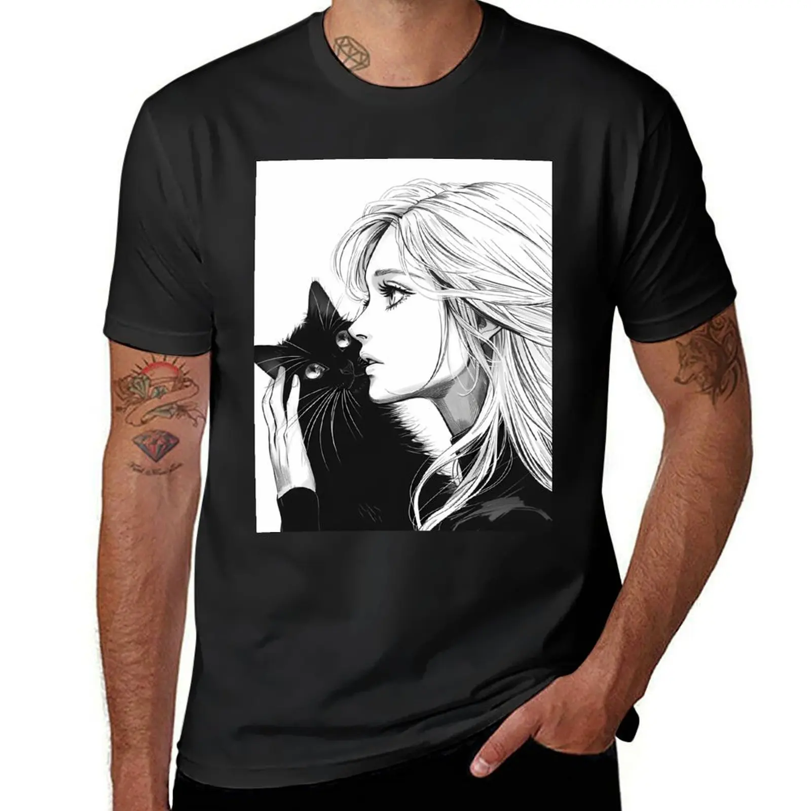 

cat mother art T-Shirt tees summer tops workout shirts for men