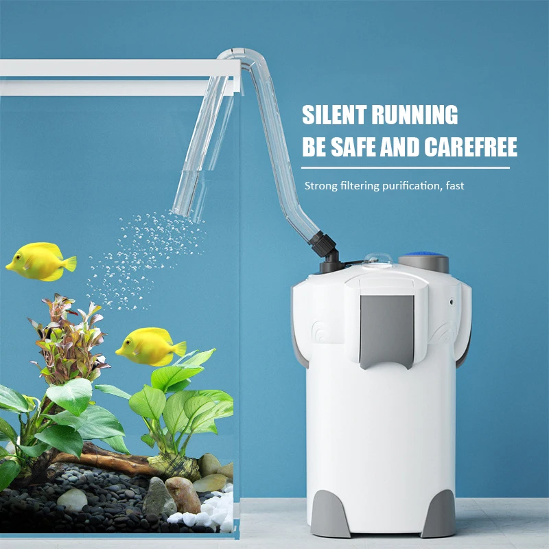 HW-302 Fish Tank Filter Bucket External Filter with Biochemical Cotton Water Pump Water Pipe Circulating Water Purify Aquarium