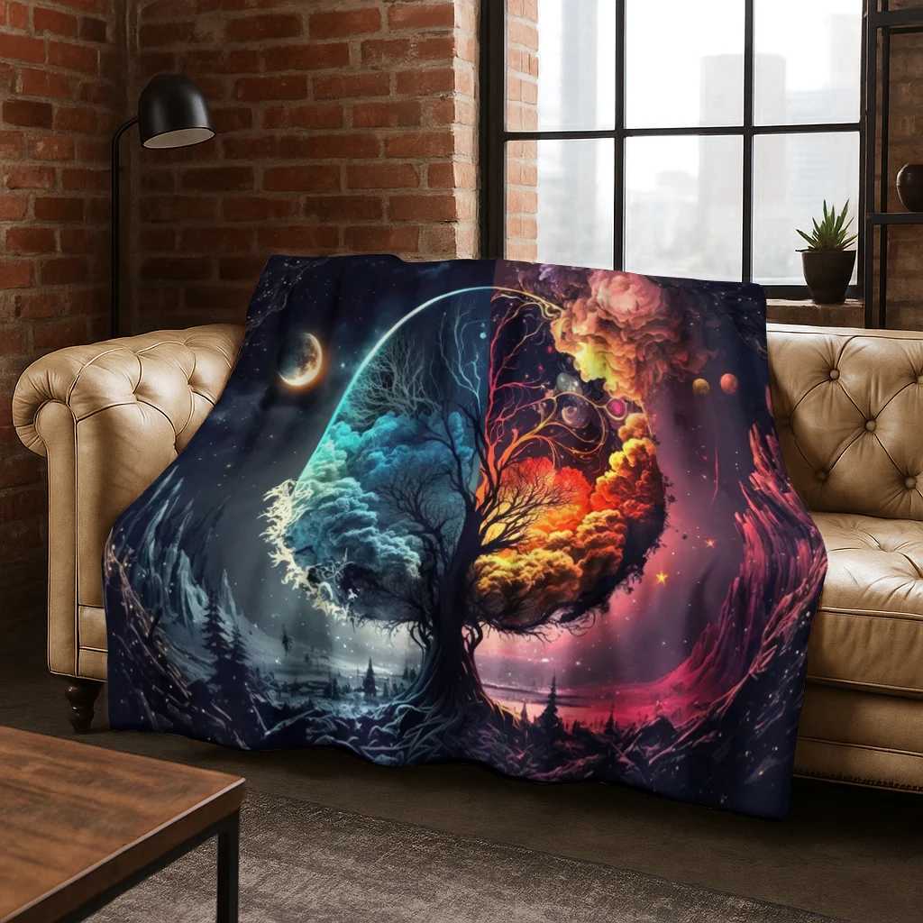 Nature Viking Yggdrasil Norse Tree of Life Flannel Blanket Soft Warm Blanket for Bedroom Room Living Room Travel Camping Picnic