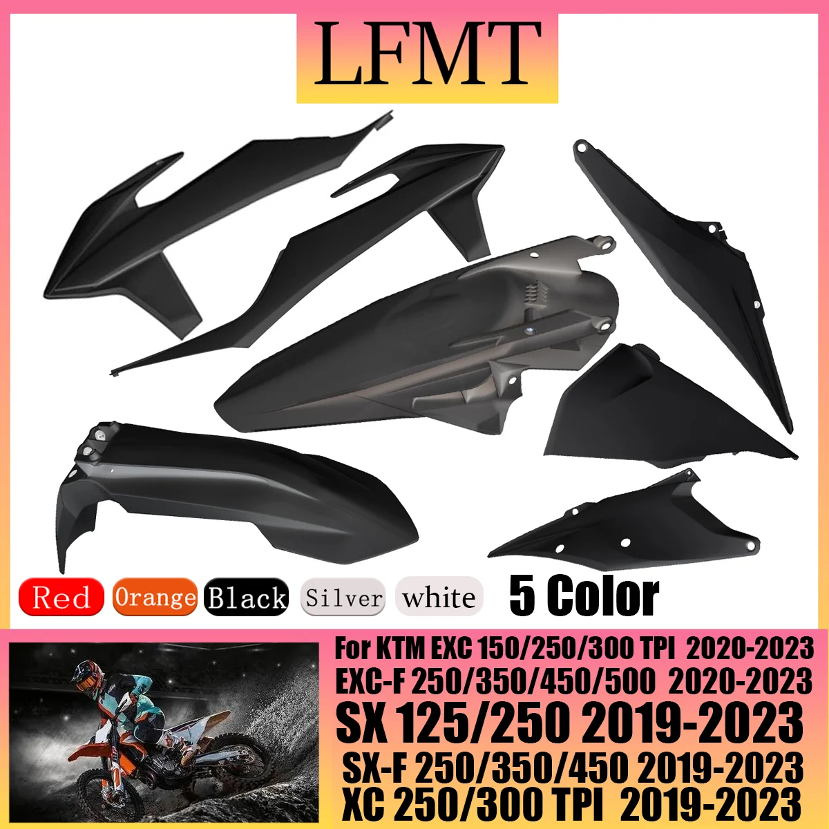 

Motorcycle 2023 Full Plastic Kit Body Fairing Cover Fuel Tank Fender Mudguard Side Panel Plate Guard For KTM XC XCF SX SXF