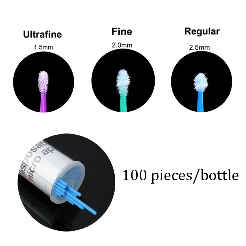 100pcs/bottle Disposable Swab Dental Micro Brush Makeup Micro Brushes for Women Applicators Clean Teeth Dental Supplies