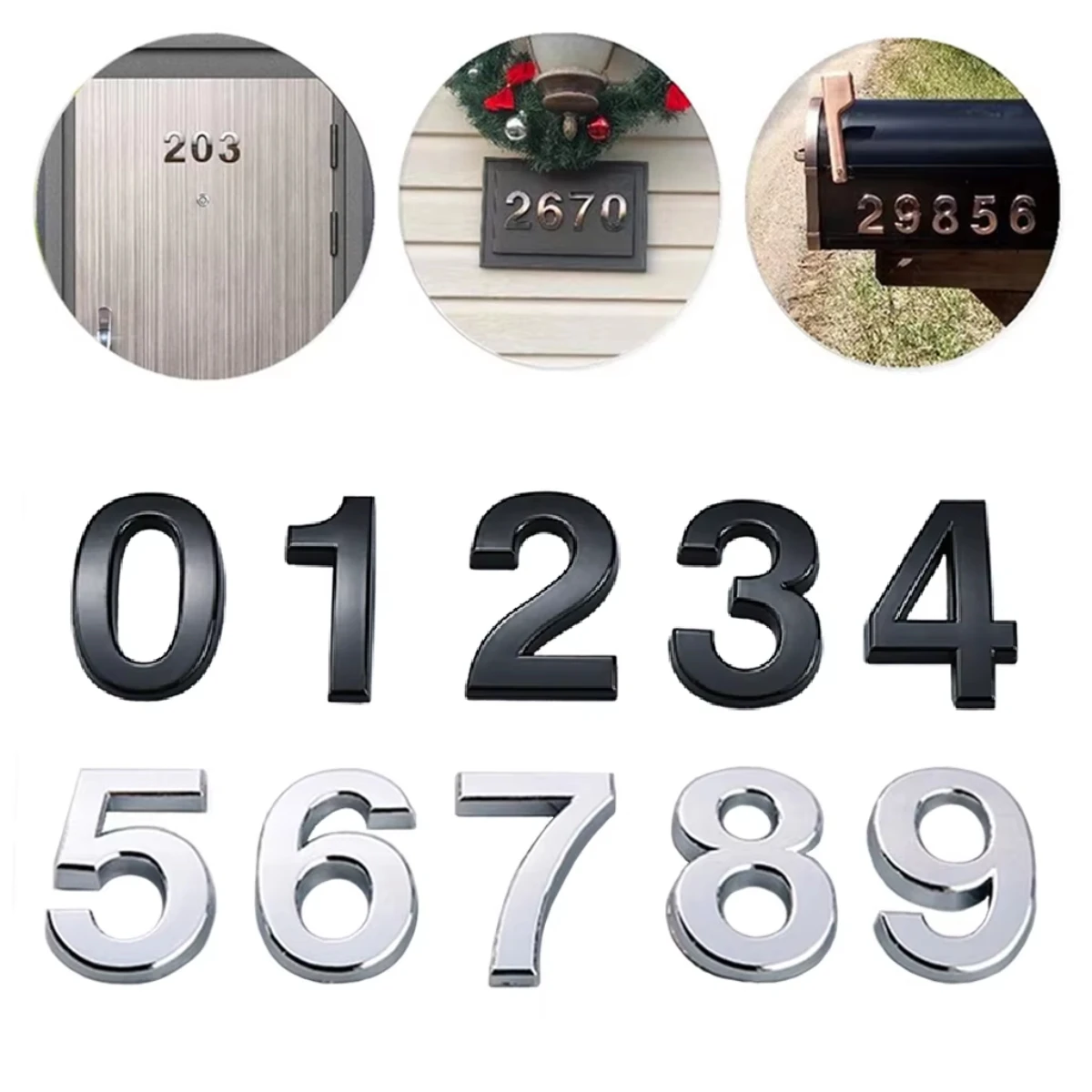 Self Adhesive 3D Number Stickers House Room Door Number Plate Sign for Home Apartment Cabinet Table Mailbox Outdoor Door Numbers