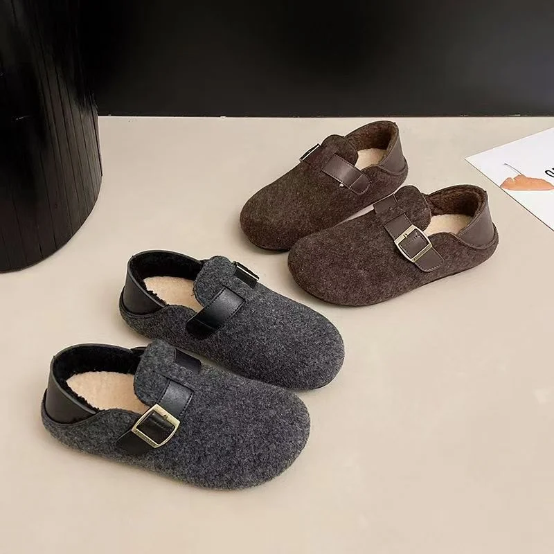 

Winter Elegant Round toe Buckle Warm and Sexy Flat leisure Shoes 2025 Fashionable Best-selling New Comfortable Women's Shoes