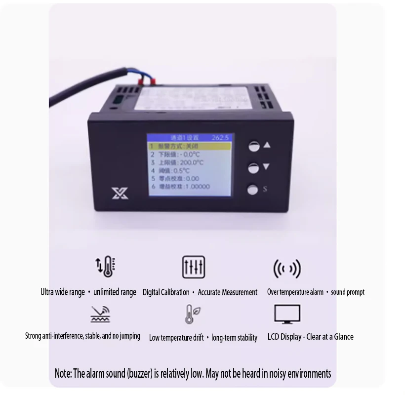 Multi channel temperature display, dual digital thermometer, 2-circuit industrial inspection instrument, PT100 thermistor input