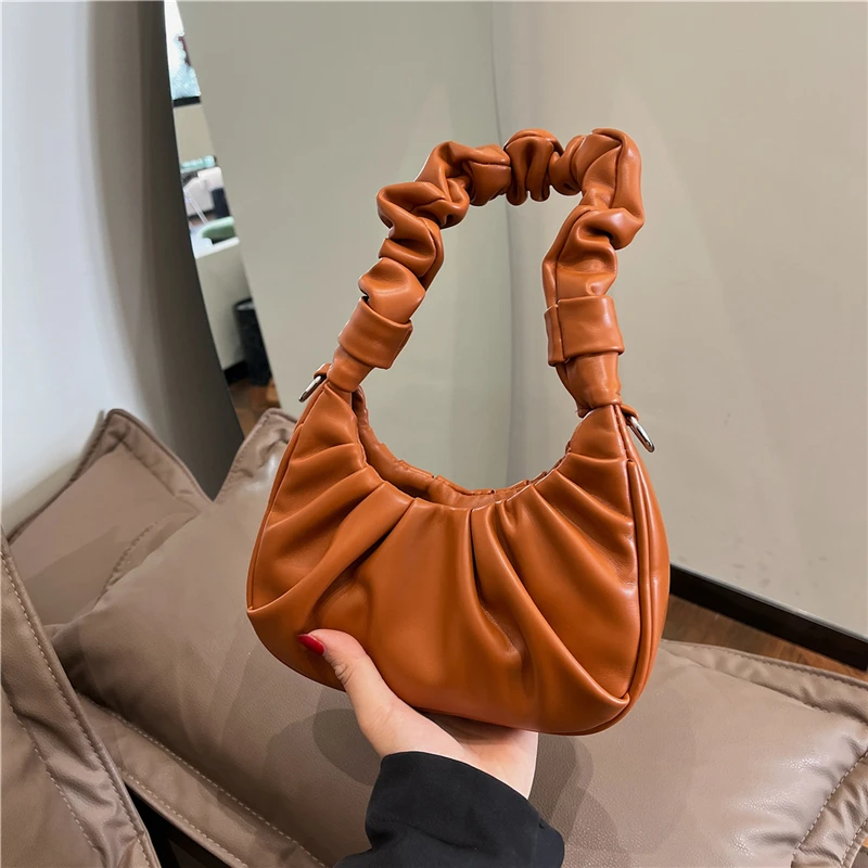 Sewing Thread Solid Top-Handle Bags Soft Interior Compartment 2024 Hot Sale Bags for Women Fashion Wrinkled Pu Women's Handbags