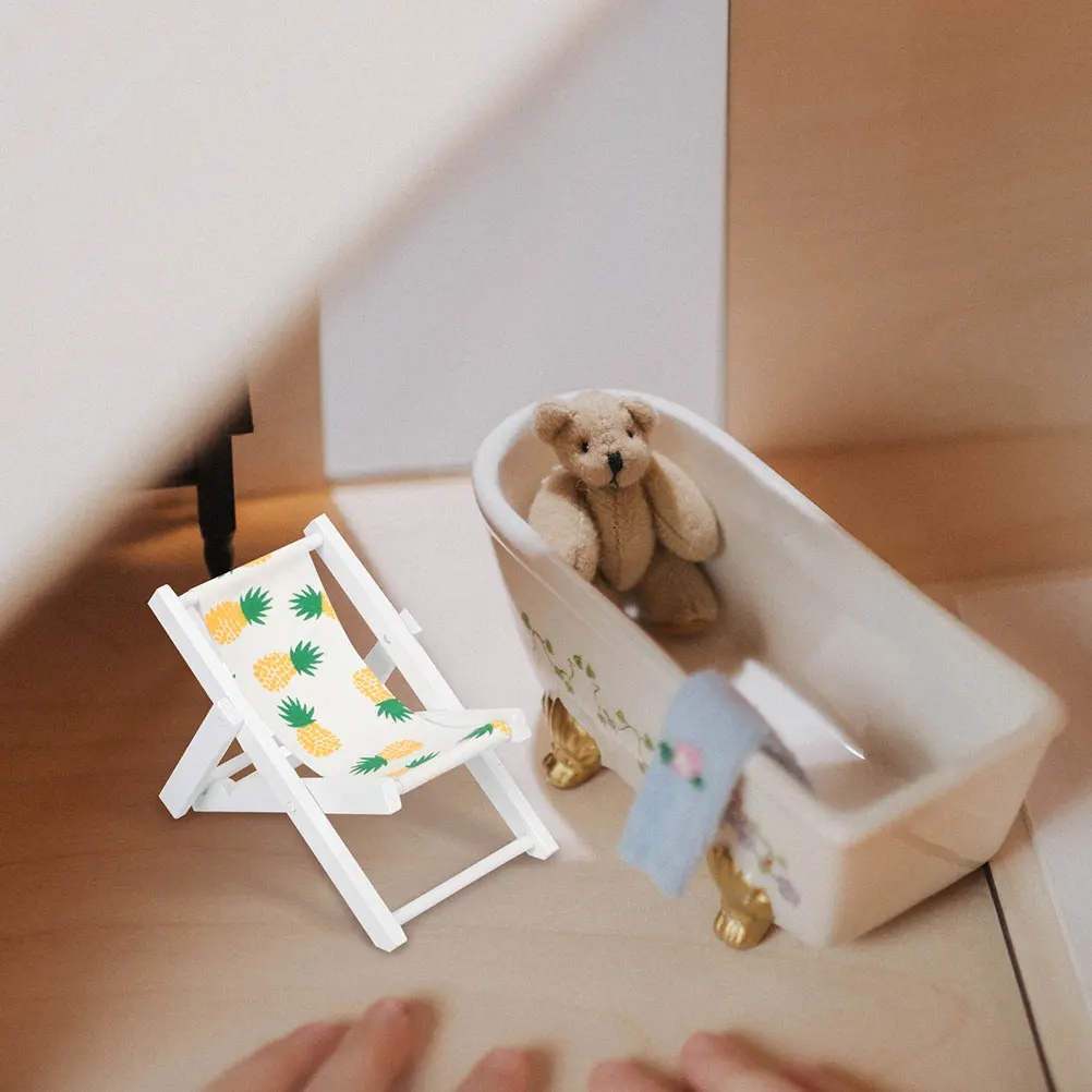 Accesorios para sillas plegables en miniatura, decoración de playa de madera, Material artesanal, diseño único, muebles para casa de muñecas, juguete, 3 uds.