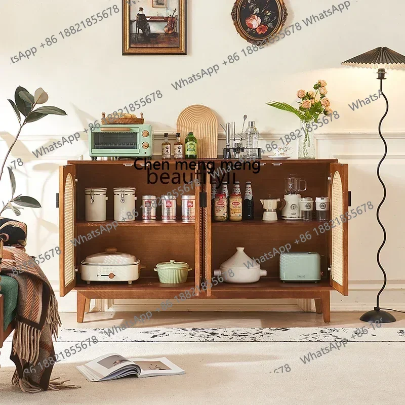 

zq1French retro solid wood dining side cabinet American medieval living room storage cabinet