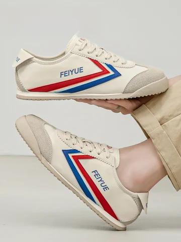 Feiyue Men's Low-Top Sneakers Breathable Leather Upaded Version Spring Autumn 2025 Faionable Plain Color Dequn oes