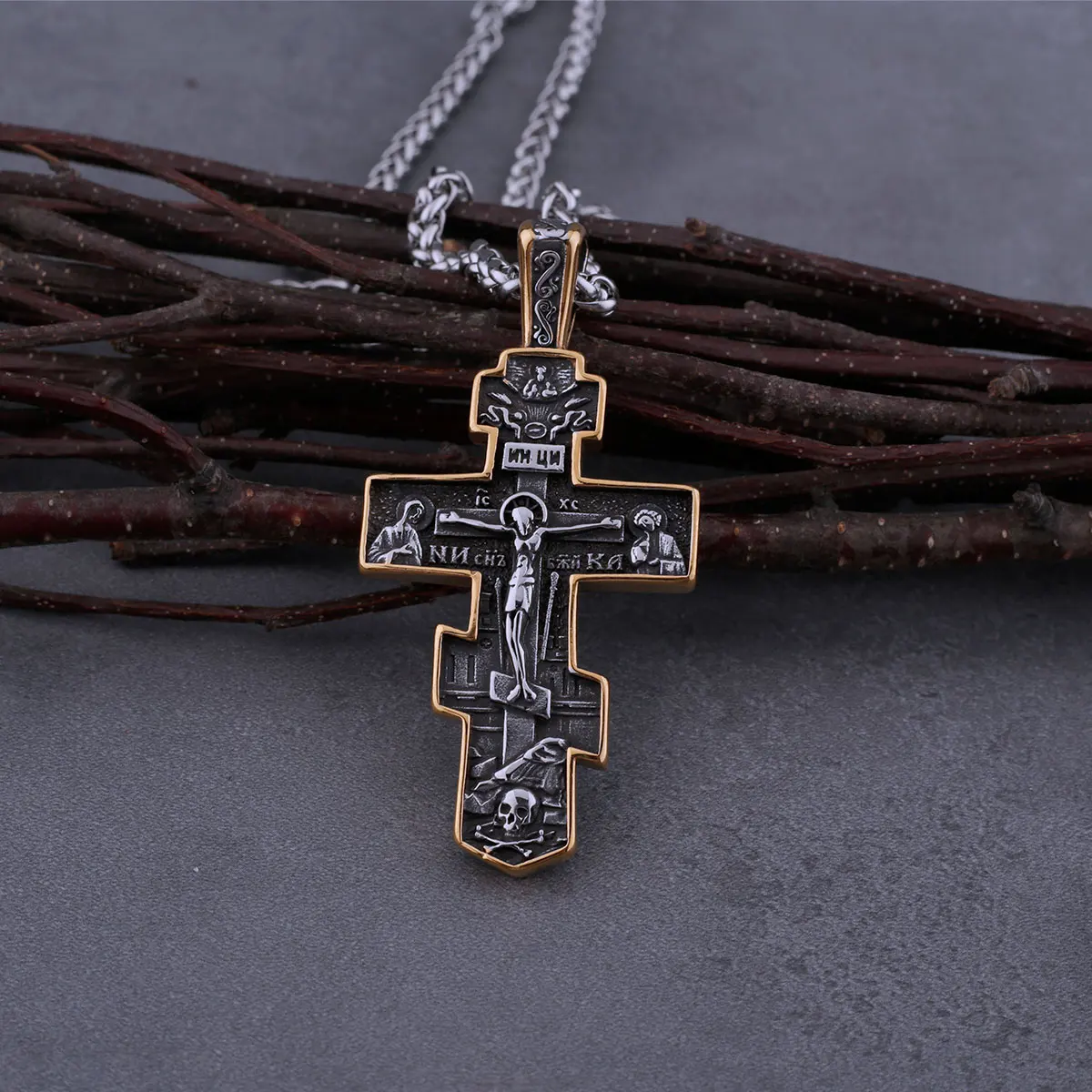 316L Stainless Steel  Jesus Cross Necklace Men\'s Religious Faith Amulet Pendant Necklace Believers Fashion Jewelry Accessories