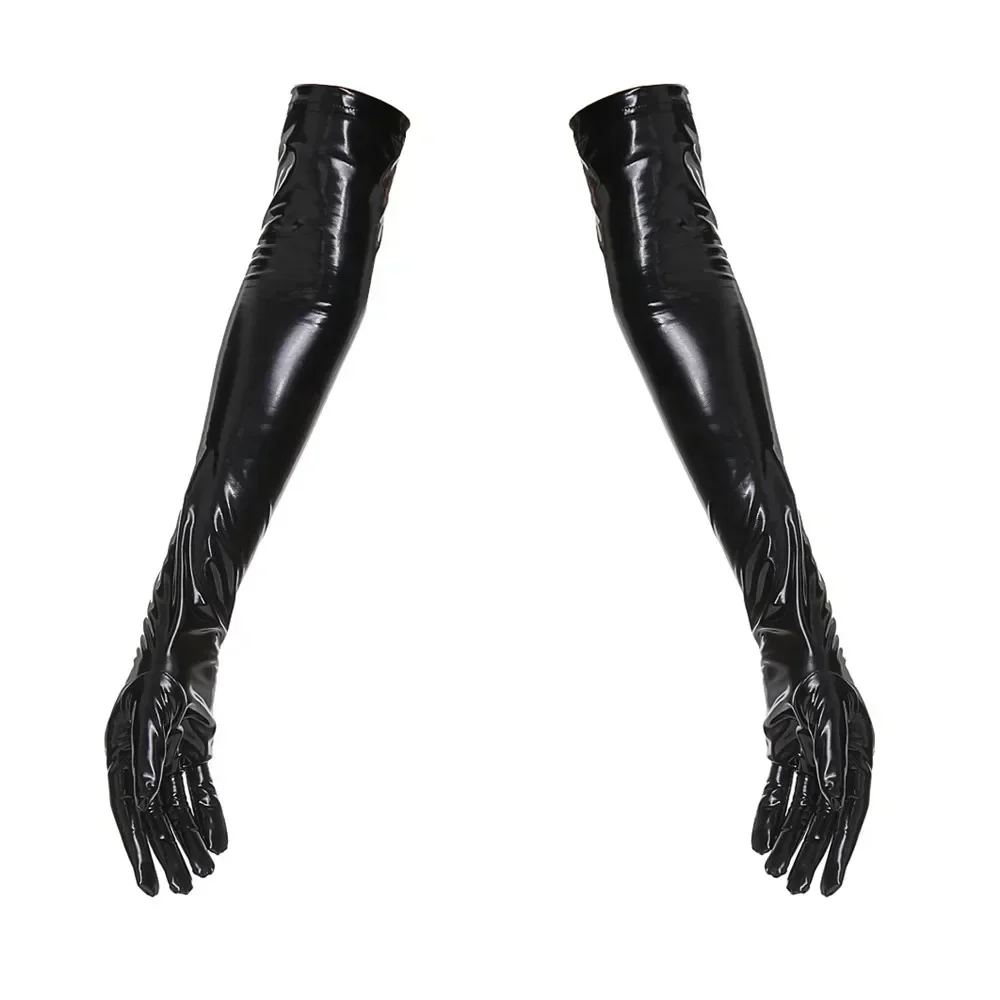 Punk Rock Hip Hop Jazz Disco Dance Gloves Shiny PVC Latex Mittens Fetish Gloves Wear Woman Sexy PU Leather Skinny Long Glove