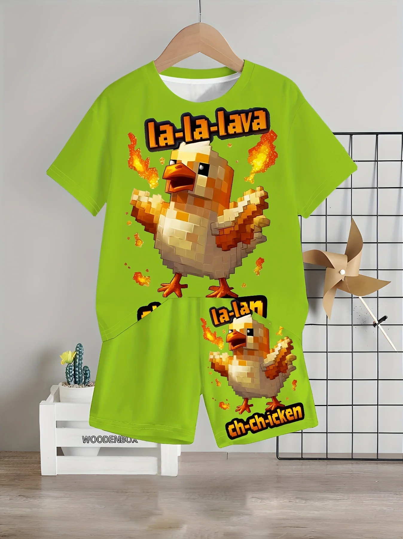 Fashionable 3D Printed Graffiti Pattern Casual Pullover Short Sleeved Shorts T-shirt, Boys' Outdoor T-shirt Shorts Set